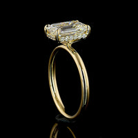 14K Yellow Gold Hidden Halo Ring with Emerald Cut Lab Diamond - 2.60 Carat Center Stone & 0.12 Carat Accent Diamonds - 2.72 Total Carat Weight - Covaloro Fine Jewelry