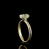 14K Yellow Gold Hidden Halo Ring with North-South 1.04 Carat Oval Lab Diamond, D VVS1 Clarity, IGI Certified - 1.12 Carat Total Diamond Weight - Covaloro Fine Jewelry