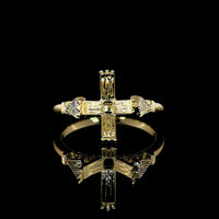14K Yellow Gold Hidden Halo Ring with North-South Kite Shape Lab Diamonds - 0.29 Carat Total Weight (0.21 Carats Main, 0.08 Carats Accents) - Covaloro Fine Jewelry