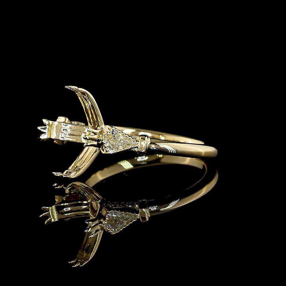 14K Yellow Gold Hidden Halo Ring with North-South Kite Shape Lab Diamonds - 0.29 Carat Total Weight (0.21 Carats Main, 0.08 Carats Accents) - Covaloro Fine Jewelry