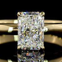 14K Yellow Gold Hidden Halo Ring with North-South Radiant Cut Lab D VVS2 Diamond - 1.11 Carats Total Diamond Weight - Covaloro Fine Jewelry