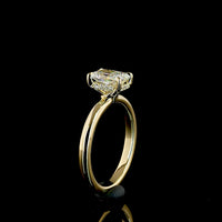 14K Yellow Gold Hidden Halo Ring with North-South Radiant Cut Lab D VVS2 Diamond - 1.11 Carats Total Diamond Weight - Covaloro Fine Jewelry