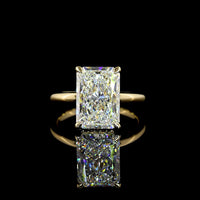 14K Yellow Gold Hidden Halo Ring with Radiant Cut Lab Diamond - 5.17 Carats Total Diamond Weight, D VVS2 Center Stone - Covaloro Fine Jewelry
