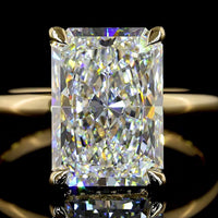 14K Yellow Gold Hidden Halo Ring with Radiant Cut Lab Diamond - 5.17 Carats Total Diamond Weight, D VVS2 Center Stone - Covaloro Fine Jewelry