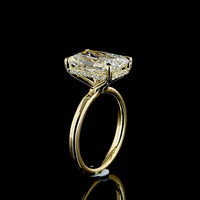 14K Yellow Gold Hidden Halo Ring with Radiant Cut Lab Diamond - 5.17 Carats Total Diamond Weight, D VVS2 Center Stone - Covaloro Fine Jewelry