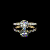 14K Yellow Gold Hidden Halo Ring with Round Brilliant Cut Lab Diamonds - 1.98 Carats Total Diamond Weight - Covaloro Fine Jewelry