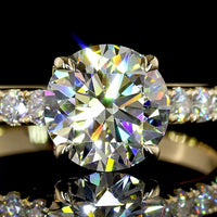 14K Yellow Gold Hidden Halo Ring with Round Brilliant Cut Lab Diamonds - 1.98 Carats Total Diamond Weight - Covaloro Fine Jewelry