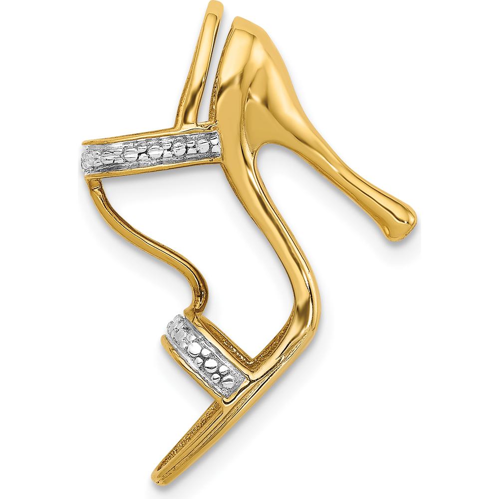 14K Yellow Gold High Heel Shoe Charm with 2 Round Diamonds - 0.01 Carat Total Diamond Weight by Monteluci Fine Jewelry