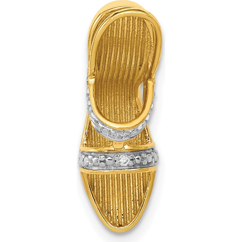 14K Yellow Gold High Heel Shoe Charm with 2 Round Diamonds - 0.01 Carat Total Diamond Weight by Monteluci Fine Jewelry