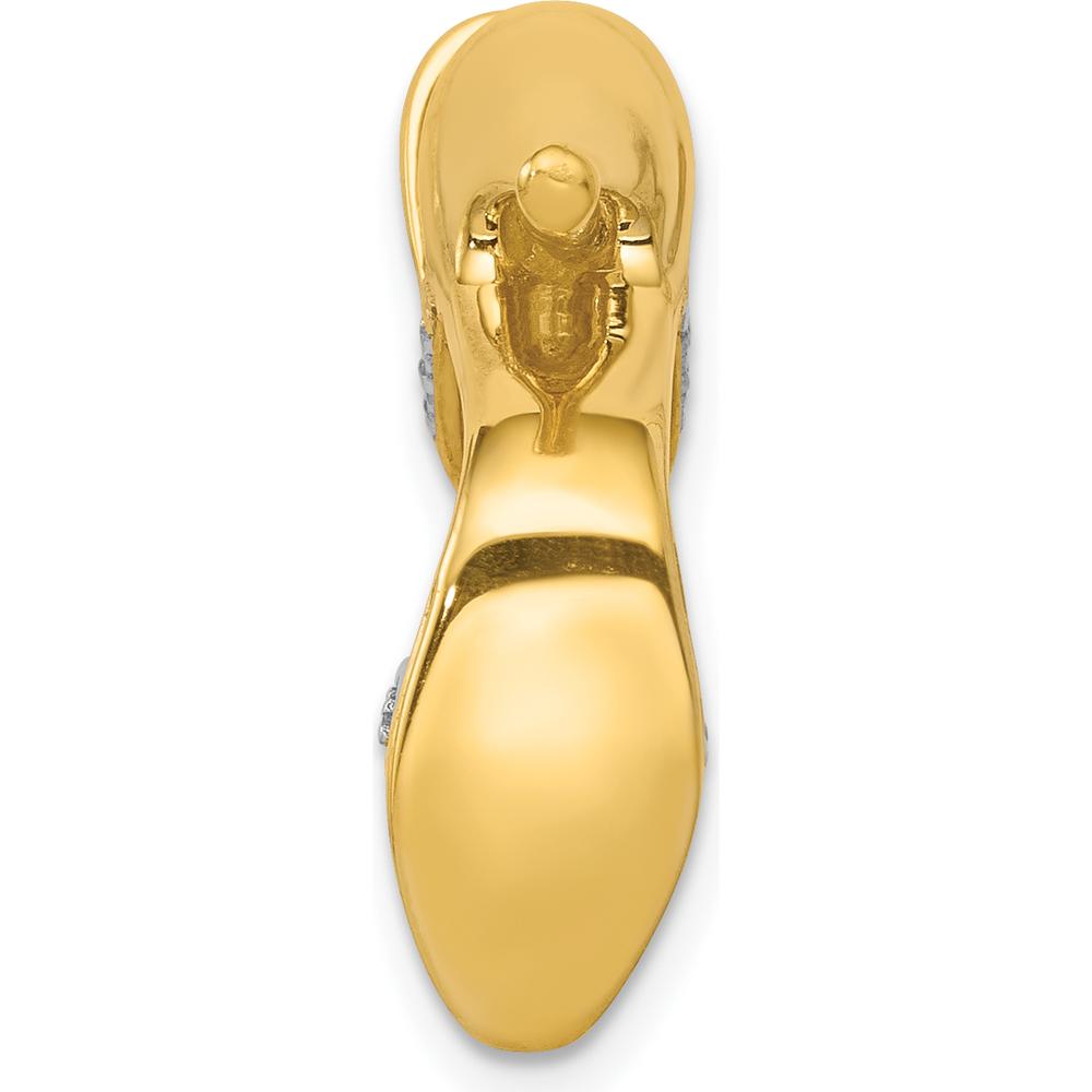14K Yellow Gold High Heel Shoe Charm with 2 Round Diamonds - 0.01 Carat Total Diamond Weight by Monteluci Fine Jewelry