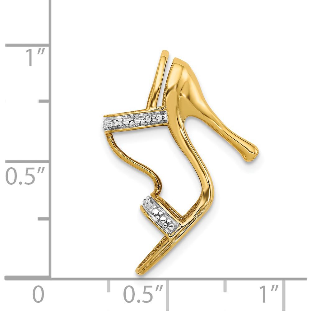 14K Yellow Gold High Heel Shoe Charm with 2 Round Diamonds - 0.01 Carat Total Diamond Weight by Monteluci Fine Jewelry