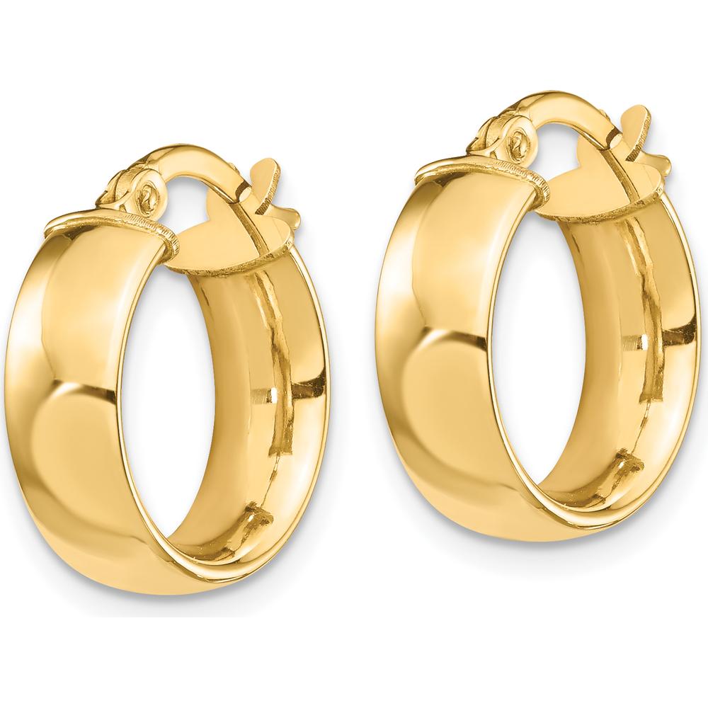 14K Yellow Gold High Polish 5mm Medium Hoop Earrings by 0