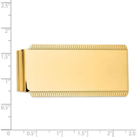 14K Yellow Gold High Polish Money Clip with Textured Edge - Engravable Solid Accessory by Oro Pregiato