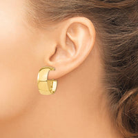 14K Yellow Gold High Polished 10mm Large Hoop Earrings with Omega Back Closure by Oro Pregiato