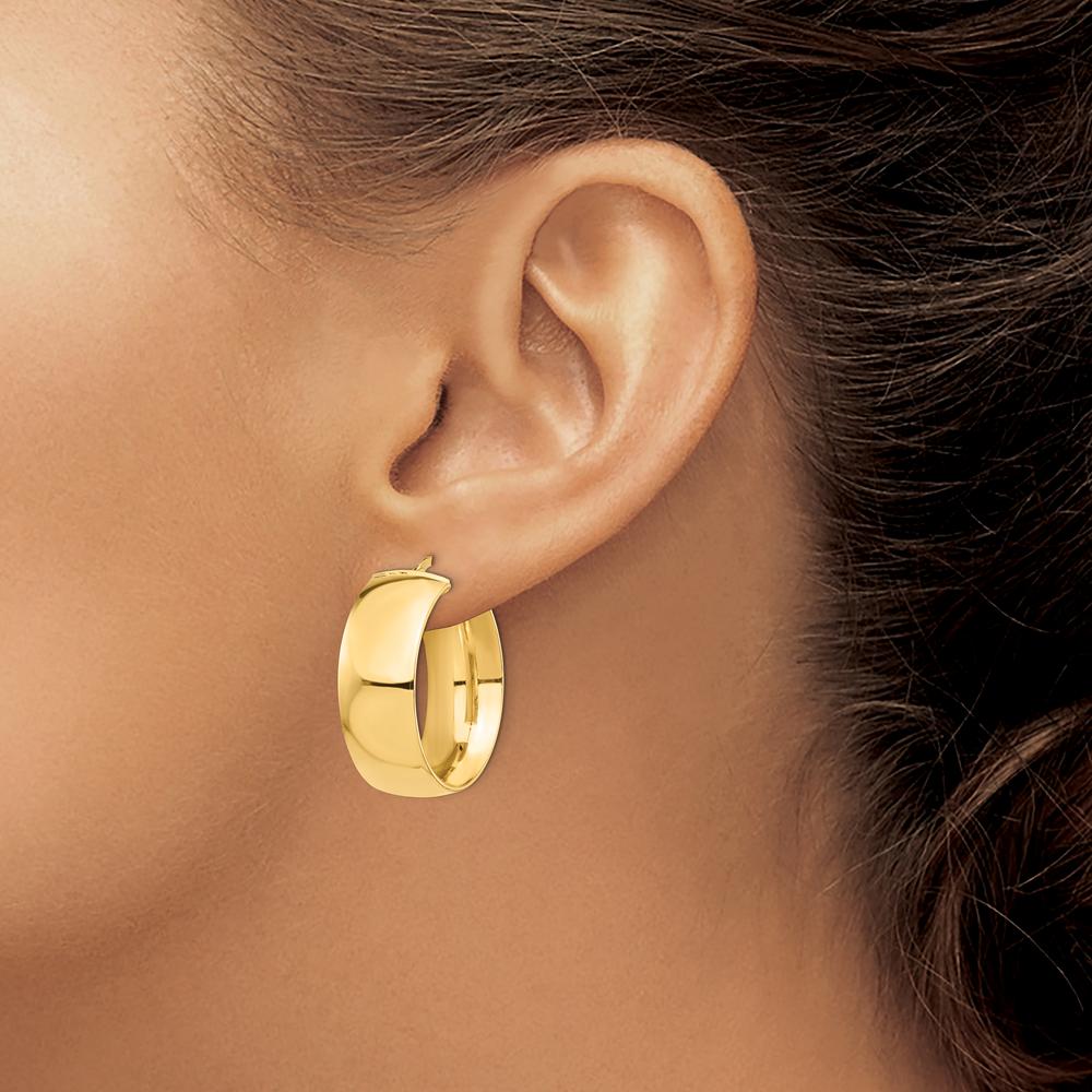 14K Yellow Gold High Polished 10mm Small Hoop Earrings by 0