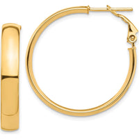 14K Yellow Gold High Polished 5mm Hoop Earrings with Omega Clip Back by Oro Pregiato