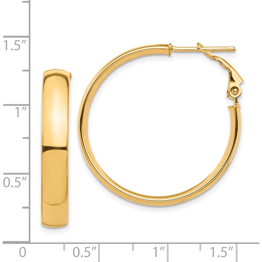 14K Yellow Gold High Polished 5mm Hoop Earrings with Omega Clip Back by Oro Pregiato