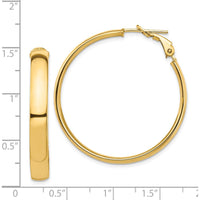 14K Yellow Gold High Polished 5mm Omega Back Hoop Earrings - 37.48mm Length by Oro Pregiato