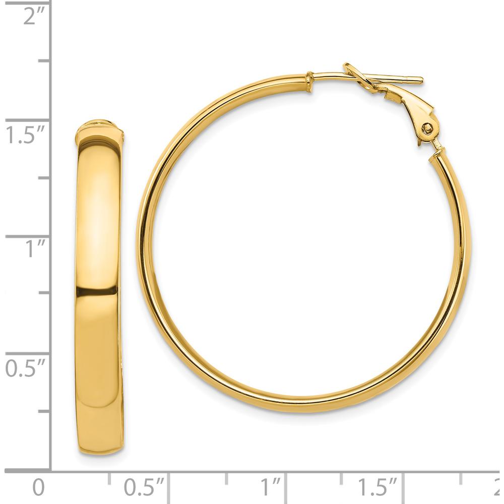 14K Yellow Gold High Polished 5mm Omega Back Hoop Earrings - 37.48mm Length by Oro Pregiato