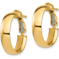14K Yellow Gold High Polished 5mm Omega Back Hoop Earrings by Oro Pregiato