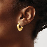 14K Yellow Gold High Polished 5mm Omega Back Hoop Earrings by Oro Pregiato