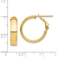 14K Yellow Gold High Polished 5mm Omega Back Hoop Earrings by Oro Pregiato