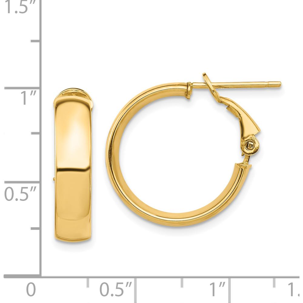 14K Yellow Gold High Polished 5mm Omega Back Hoop Earrings by Oro Pregiato