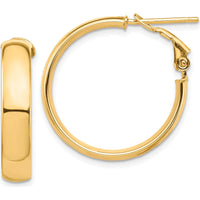 14K Yellow Gold High Polished 5mm Omega Back Large Hoop Earrings by Oro Pregiato