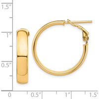 14K Yellow Gold High Polished 5mm Omega Back Large Hoop Earrings by Oro Pregiato