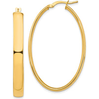 14K Yellow Gold High Polished 5mm Oval Hoop Earrings - Elegant and Timeless Design by 0