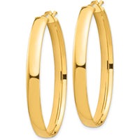 14K Yellow Gold High Polished 5mm Oval Hoop Earrings - Elegant and Timeless Design by 0