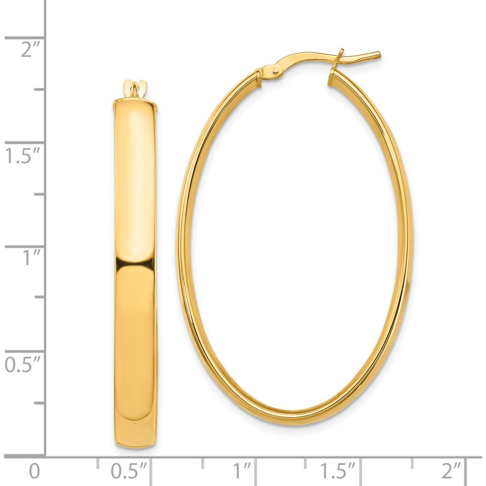 14K Yellow Gold High Polished 5mm Oval Hoop Earrings - Elegant and Timeless Design by 0