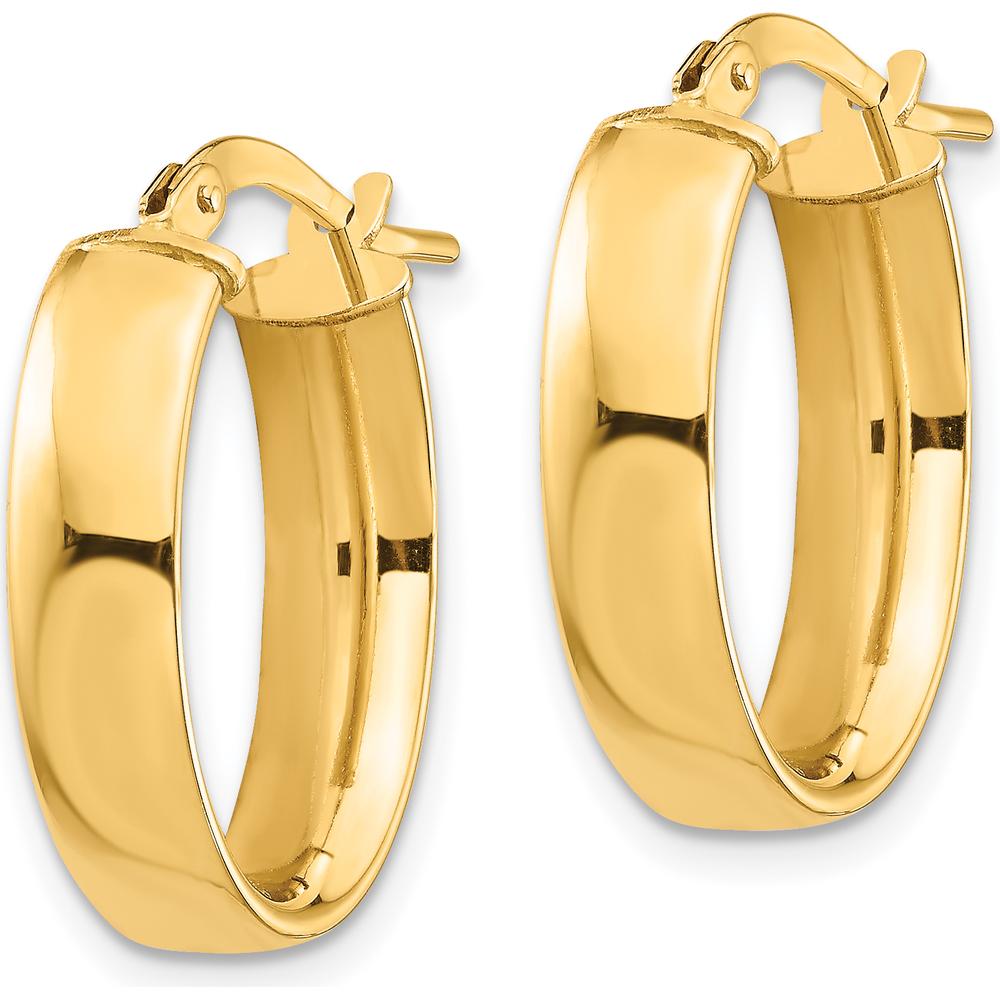 14K Yellow Gold High Polished 5mm Oval Hoop Earrings by 0