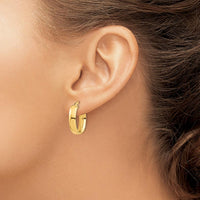 14K Yellow Gold High Polished 5mm Oval Hoop Earrings by 0