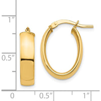 14K Yellow Gold High Polished 5mm Oval Hoop Earrings by 0