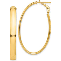 14K Yellow Gold High Polished 5mm Oval Omega Back Hoop Earrings - 44.31mm Length by Oro Pregiato