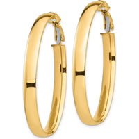 14K Yellow Gold High Polished 5mm Oval Omega Back Hoop Earrings - 44.31mm Length by Oro Pregiato