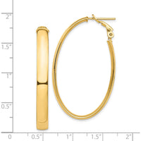 14K Yellow Gold High Polished 5mm Oval Omega Back Hoop Earrings - 44.31mm Length by Oro Pregiato