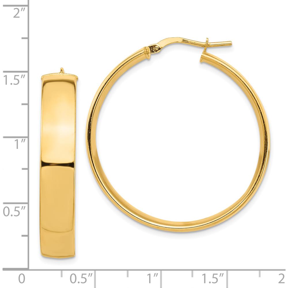 14K Yellow Gold High Polished 7mm Hoop Earrings - Classic Luxury Design by 0