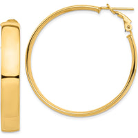 14K Yellow Gold High Polished 7mm Omega Back Hoop Earrings - 42mm Length by Oro Pregiato