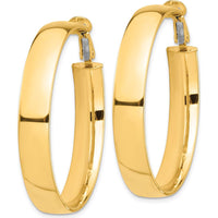 14K Yellow Gold High Polished 7mm Omega Back Hoop Earrings - 42mm Length by Oro Pregiato