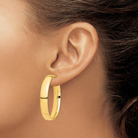 14K Yellow Gold High Polished 7mm Omega Back Hoop Earrings - 42mm Length by Oro Pregiato