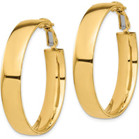 14K Yellow Gold High Polished 7mm Omega Back Hoop Earrings by Oro Pregiato