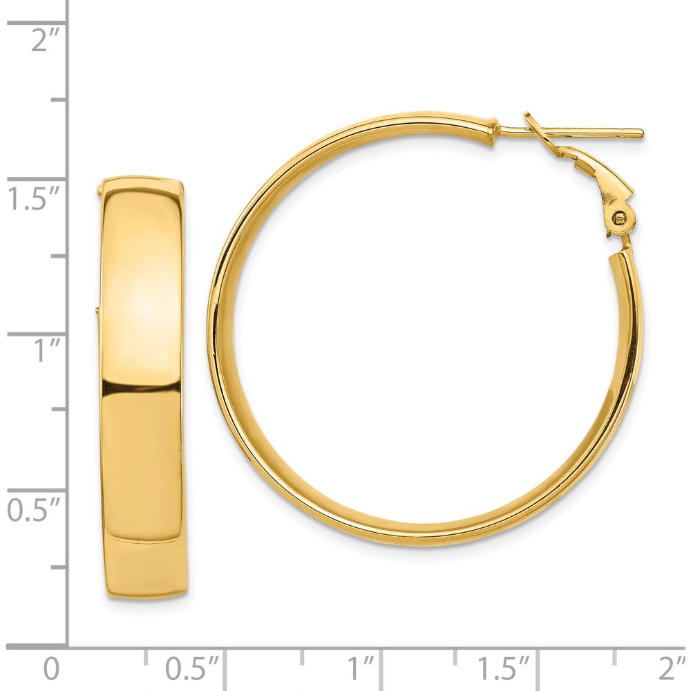 14K Yellow Gold High Polished 7mm Omega Back Hoop Earrings by Oro Pregiato