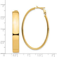 14K Yellow Gold High Polished 7mm Omega Back Oval Hoop Earrings - 43.34mm Length by Oro Pregiato