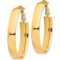 14K Yellow Gold High Polished 7mm Omega Back Oval Hoop Earrings by Oro Pregiato
