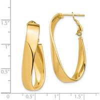 14K Yellow Gold High Polished 7mm Wavy Oval Hoop Earrings - Omega Back by Oro Pregiato
