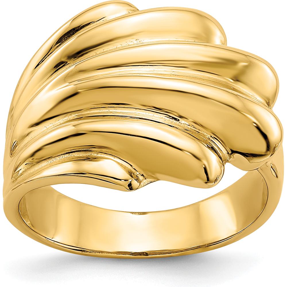 14K Yellow Gold High Polished Domed Fashion Ring - Tapered Band by Oro Pregiato