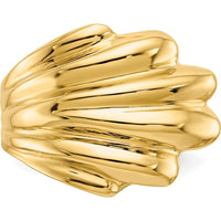 14K Yellow Gold High Polished Domed Fashion Ring - Tapered Band by Oro Pregiato