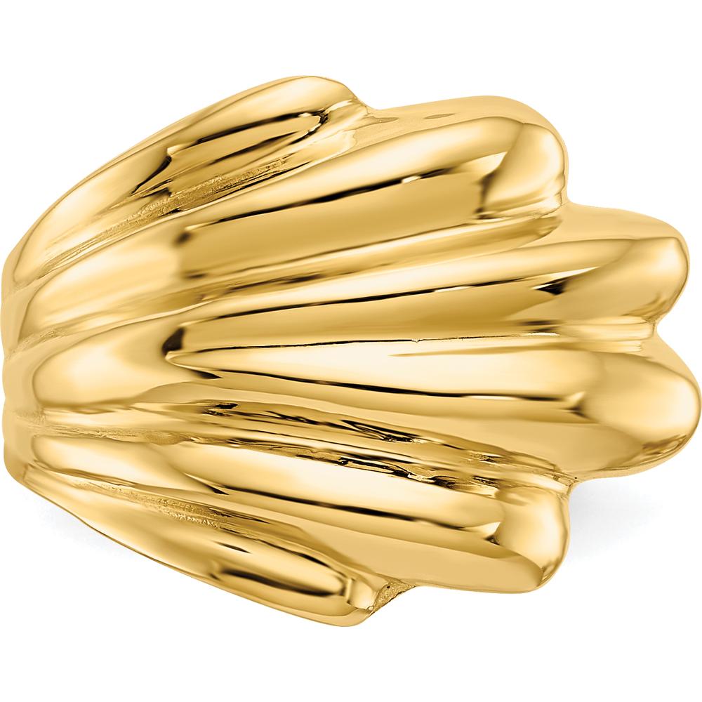 14K Yellow Gold High Polished Domed Fashion Ring - Tapered Band by Oro Pregiato